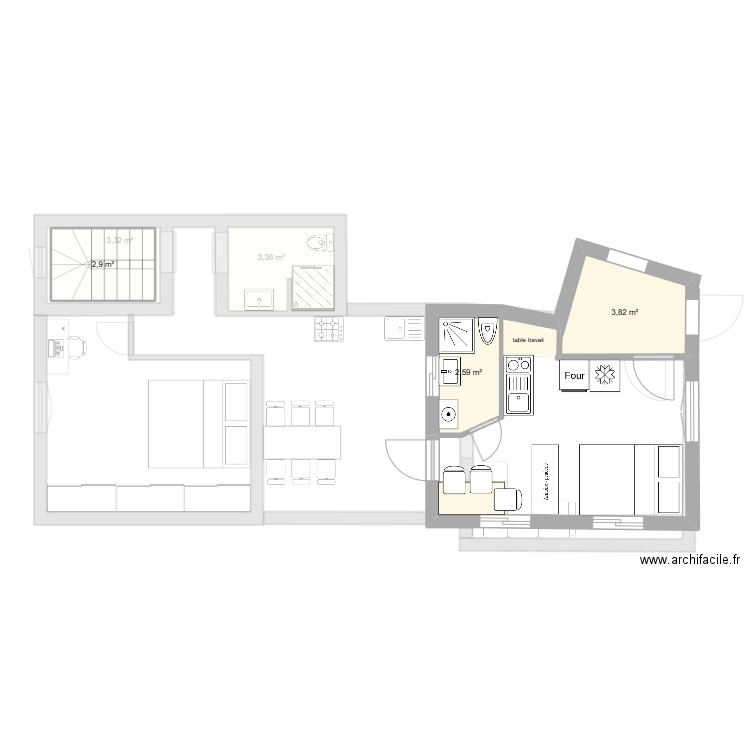 La colle modifié. Plan de 6 pièces et 20 m2