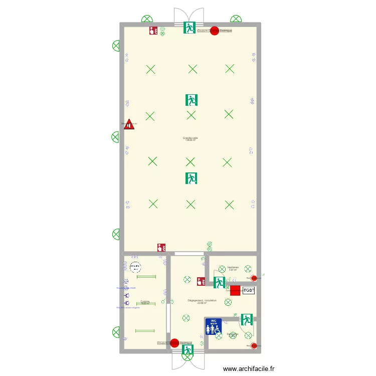 Grande salle du Marteret. Plan de Grande salle du Marteret. Plan de