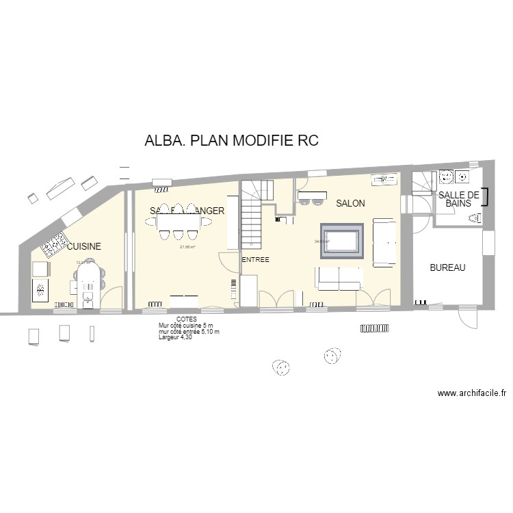 PLAN MODIFIE RC ALBA SALON 1. Plan de 0 pièce et 0 m2