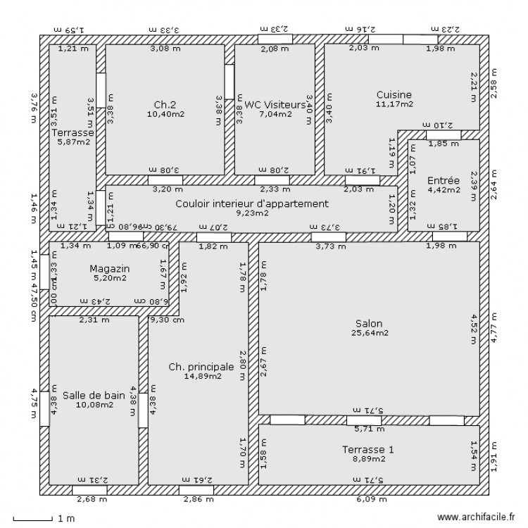 Immeuble R 2 de 4 appts par palier. Plan de 0 pièce et 0 m2