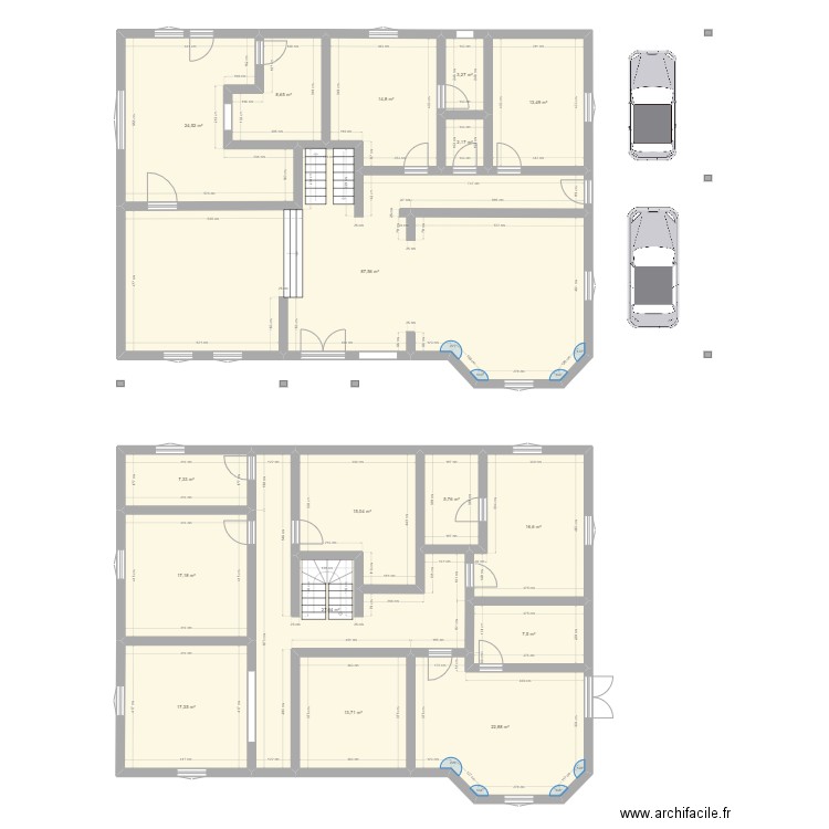 Maison Duplex Ripa. Plan de 17 pièces et 305 m2