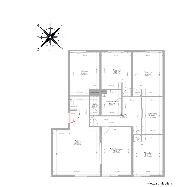 Appart. Plan de 12 pièces et 93 m2