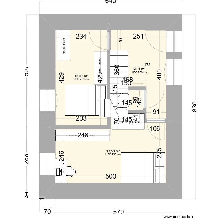 V1_longère-escalier est-milieu2. Plan de 8 pièces et 96 m2