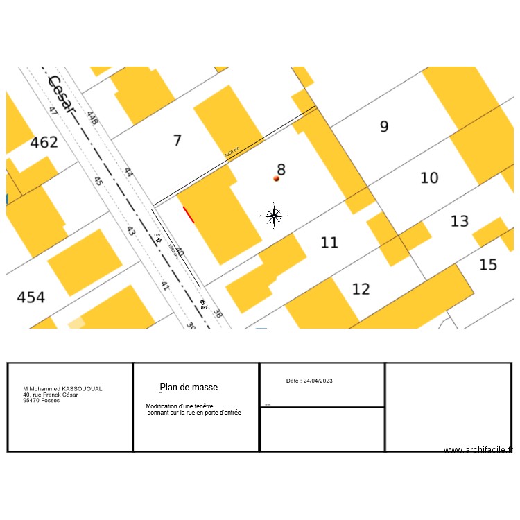 Plan de masse fosses pose d'une porte. Plan de 0 pièce et 0 m2