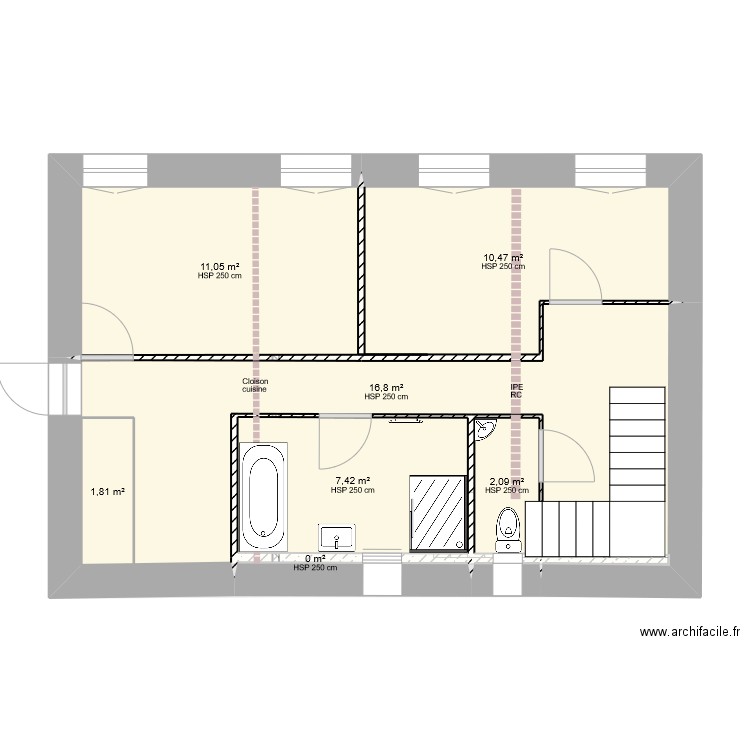 République étage projet 1qter avec isolation mur 60cm. Plan de 0 pièce et 0 m2