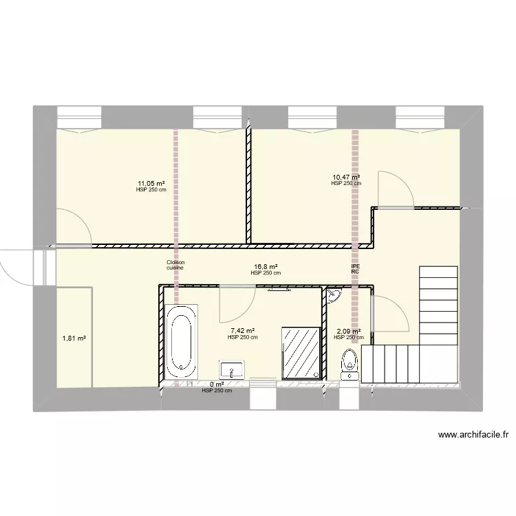 République étage projet 1qter avec isolation mur 60cm. Plan de République étage projet 1qter avec isolation mur 60cm. Plan de