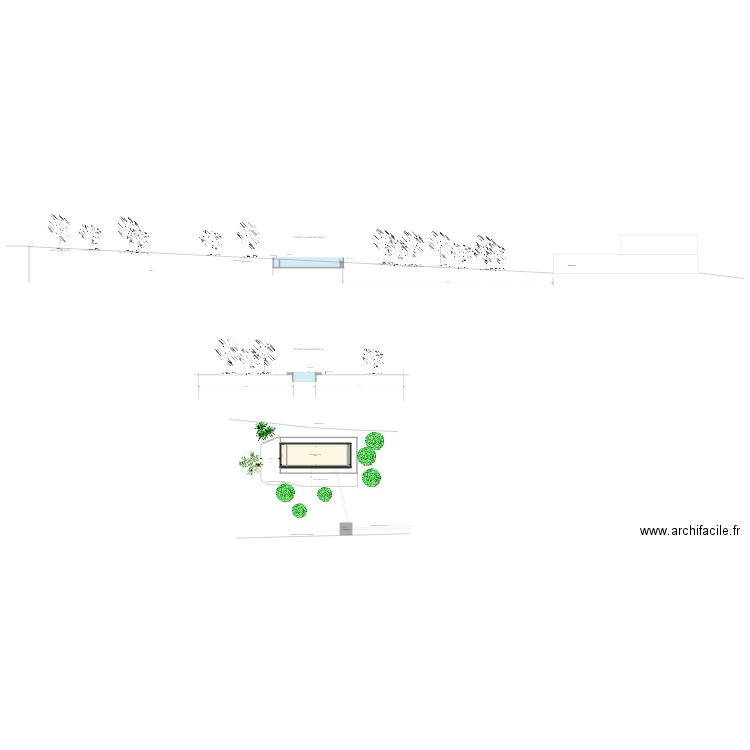 plan en coupes piscine perron. Plan de 1 pièce et 39 m2