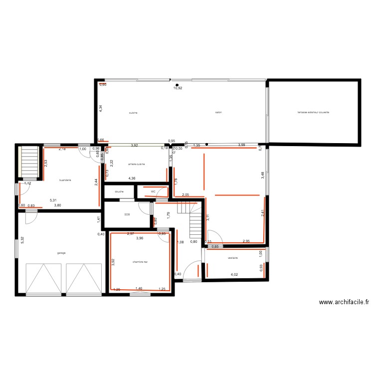 cotations rez plafonnage. Plan de 0 pièce et 0 m2