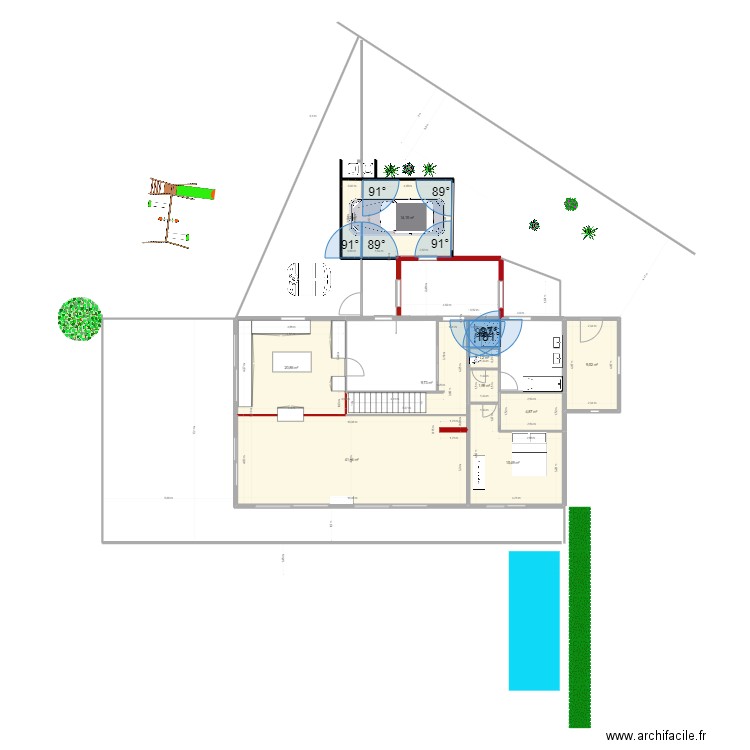 ebauche guip 23. Plan de 11 pièces et 124 m2