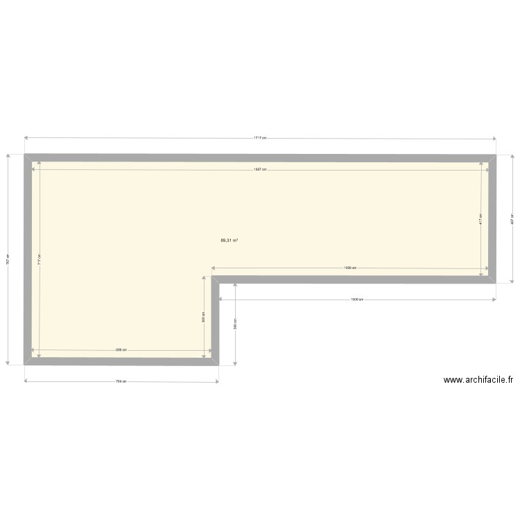 version x. Plan de 1 pièce et 89 m2