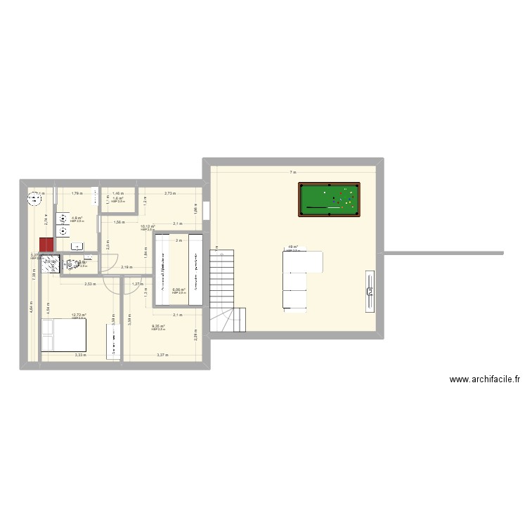 plan ss1. Plan de 8 pièces et 100 m2