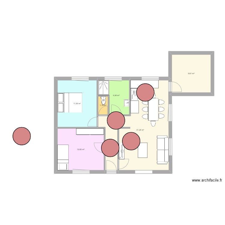 Maëva. Plan de 6 pièces et 72 m2