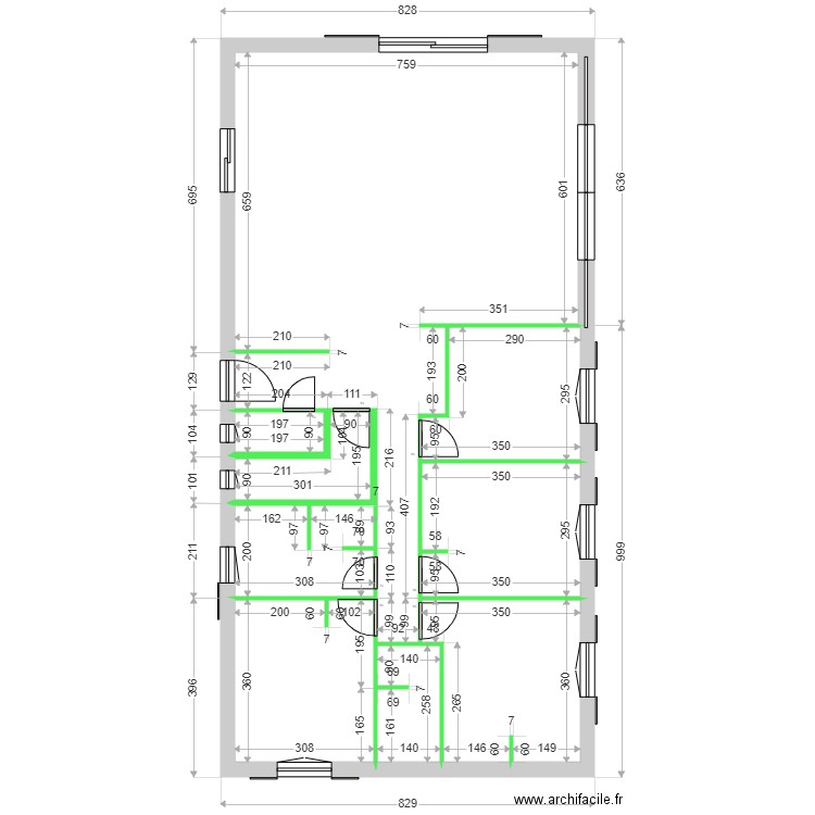 GONOD CLOISONS. Plan de 8 pièces et 116 m2