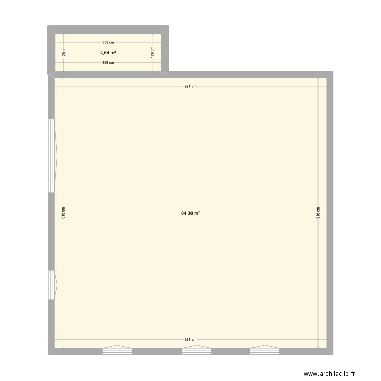Olivet RDC blanc. Plan de 2 pièces et 89 m2