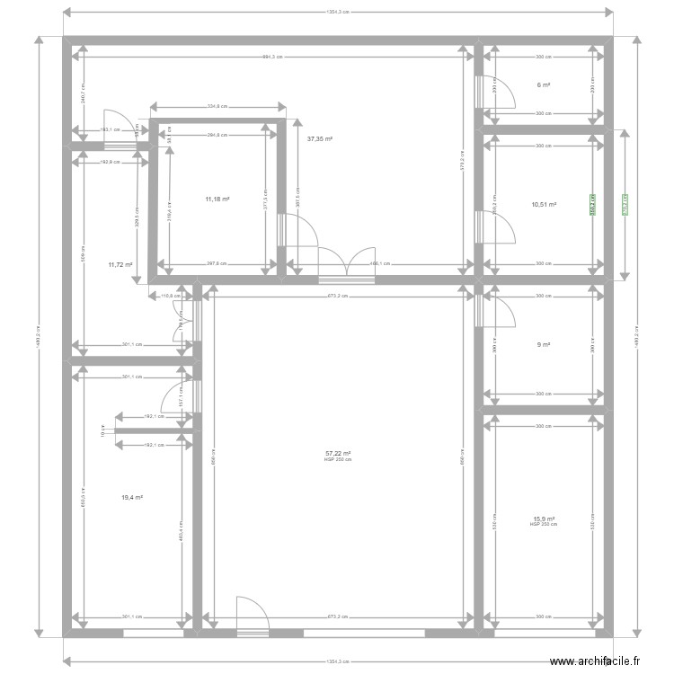 Pantin_RDC. Plan de 9 pièces et 178 m2