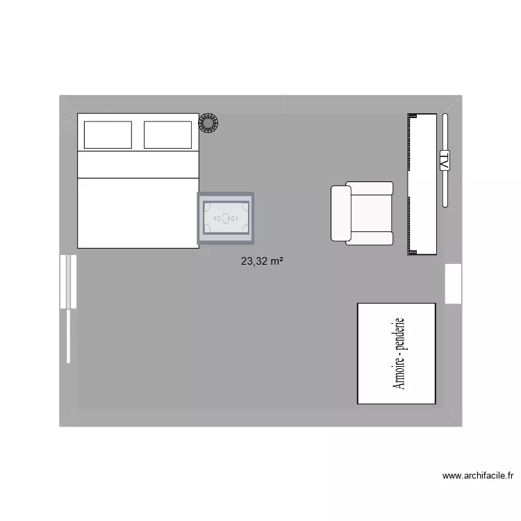 chez moi. Plan de 1  et 23 m²