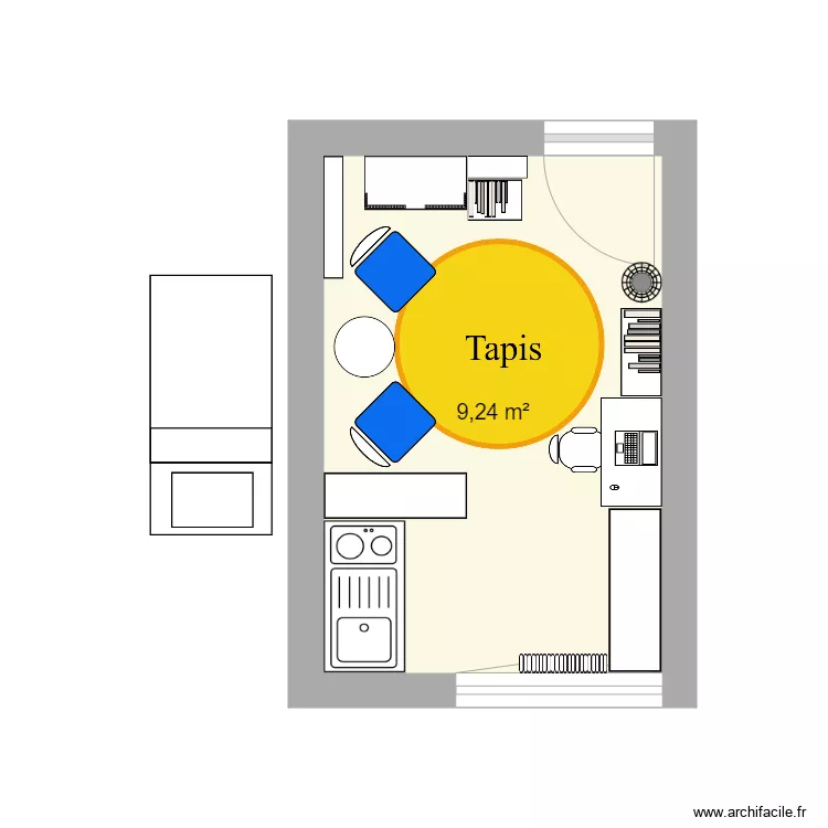 am&eacute;nagement studette. Plan de 