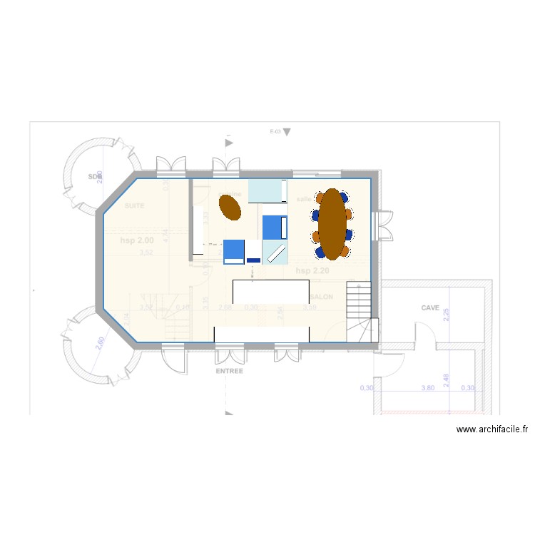 Projet OUJADOU. Plan de 1 pièce et 73 m2