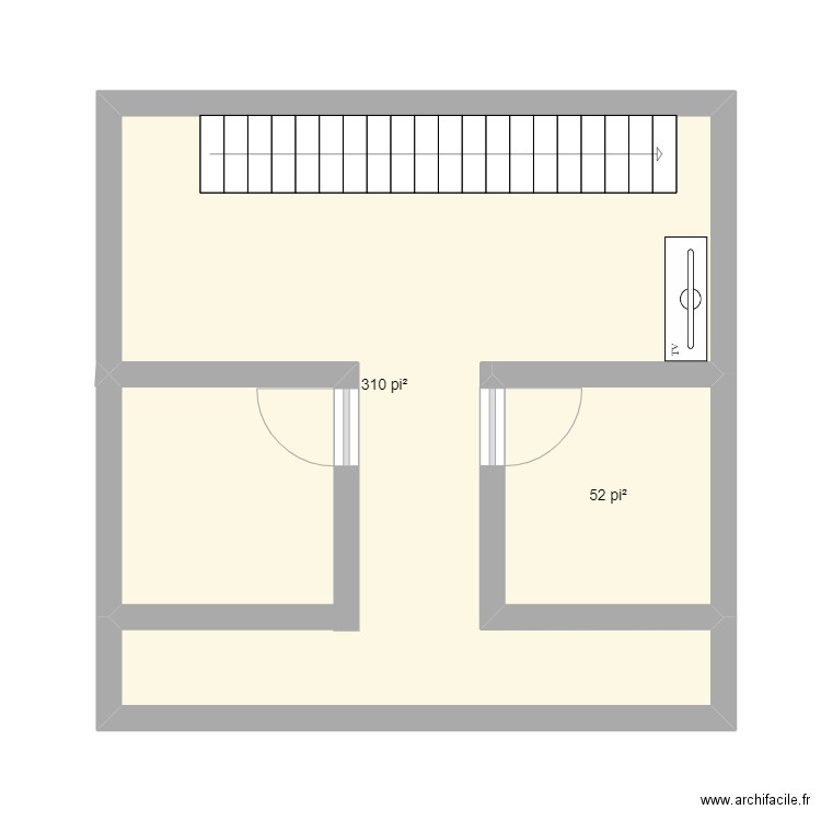 2e étage. Plan de 2 pièces et 34 m2