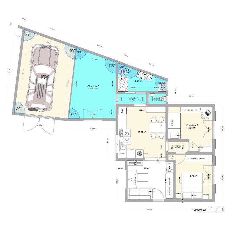 Maison Thomas projet 2. Plan de 9 pièces et 82 m2