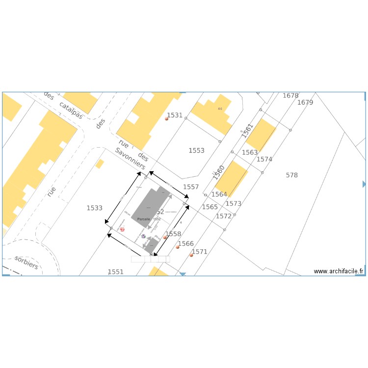 Aurelie cadastre coté. Plan de 3 pièces et 135 m2