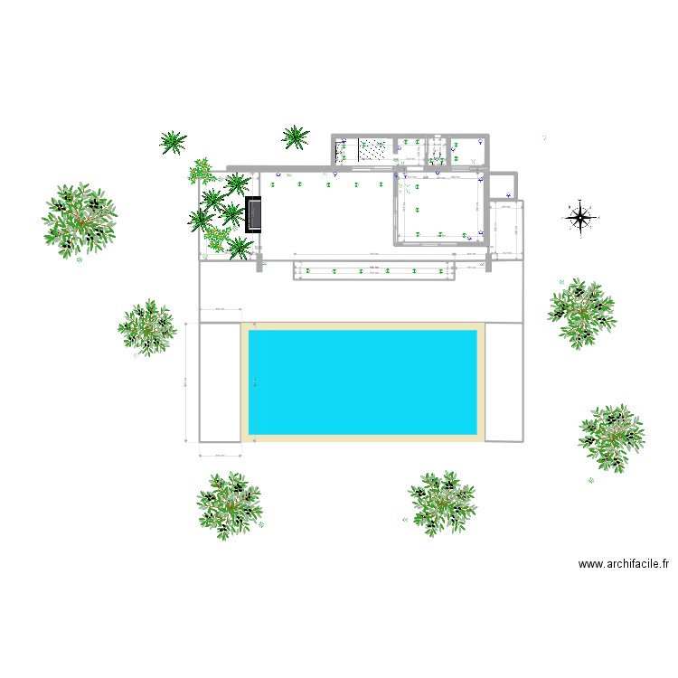 Pool House elec. Plan de 10 pièces et 56 m2