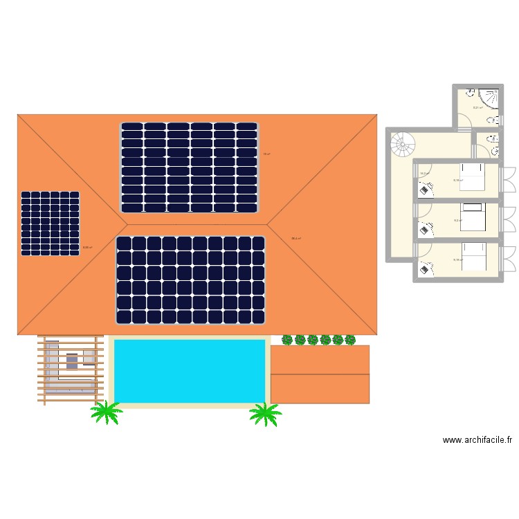 Maison 2. Plan de 9 pièces et 174 m2