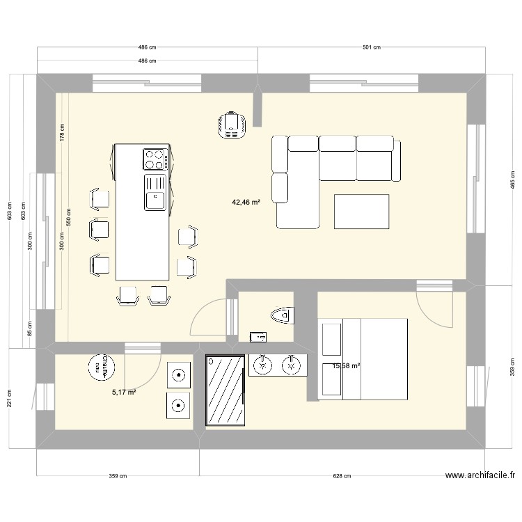 Atelier Avec épaisseur des murs . Plan de 0 pièce et 0 m2