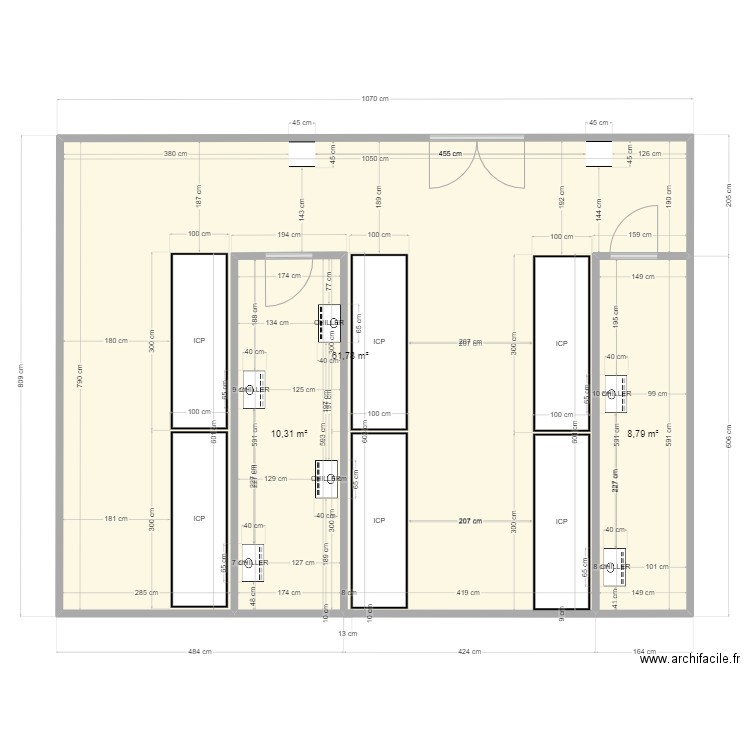 ICP META. Plan de 3 pièces et 81 m2