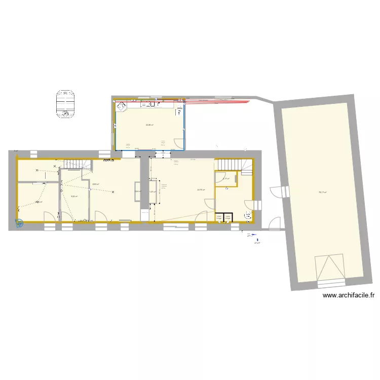 surface mur &agrave; jointer. Plan de 
