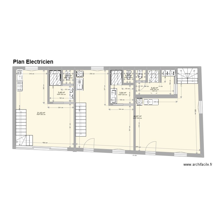 plan electricien. Plan de 7 pièces et 83 m2