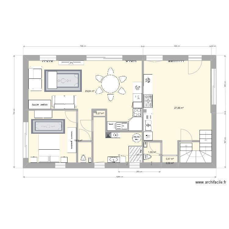 La Scarpe RDC Projet 4. Plan de 7 pièces et 80 m2