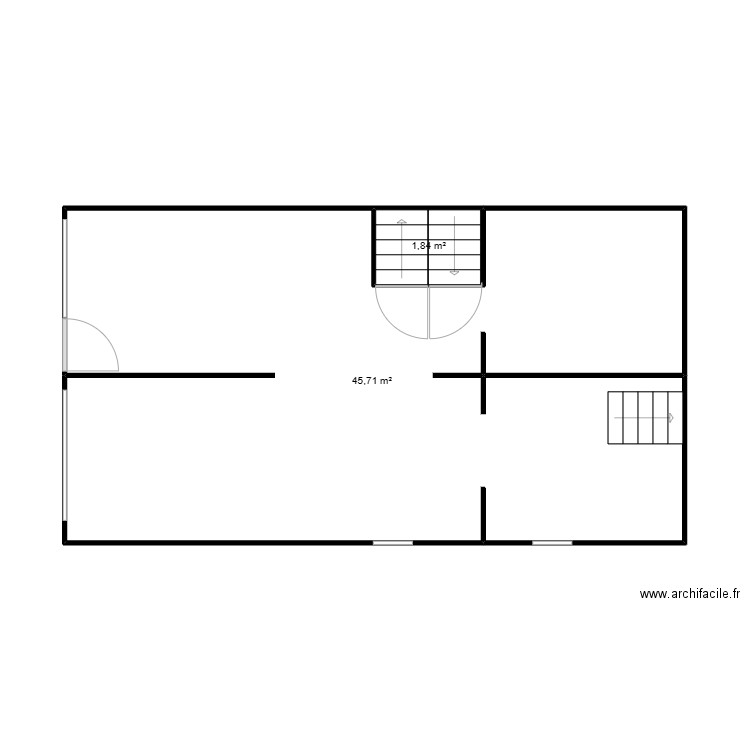 civette. Plan de 2 pièces et 48 m2