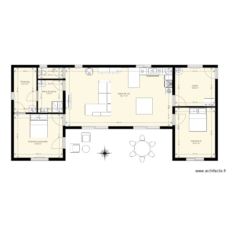 AVION plain pied St Paul 90m2 2 ch. Plan de 0 pièce et 0 m2