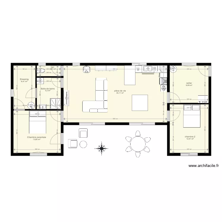 AVION plain pied St Paul 90m2 2 ch. Plan de AVION plain pied St Paul 90m2 2 ch. Plan de