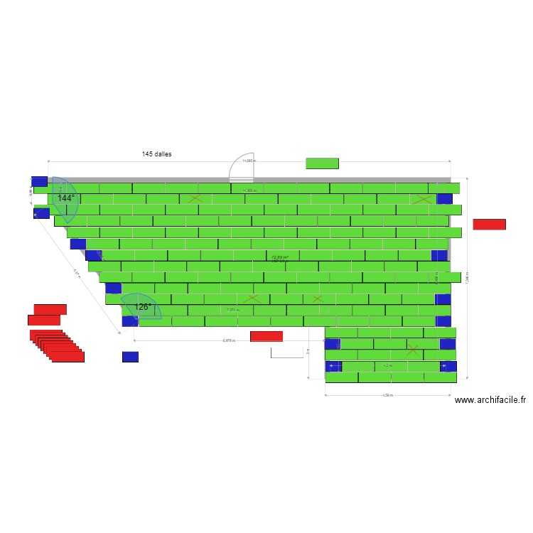 emplacement sortie gaines. Plan de 1 pièce et 73 m2