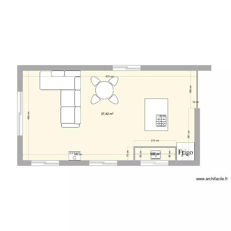 RDC 230317 salon cuisine. Plan de 