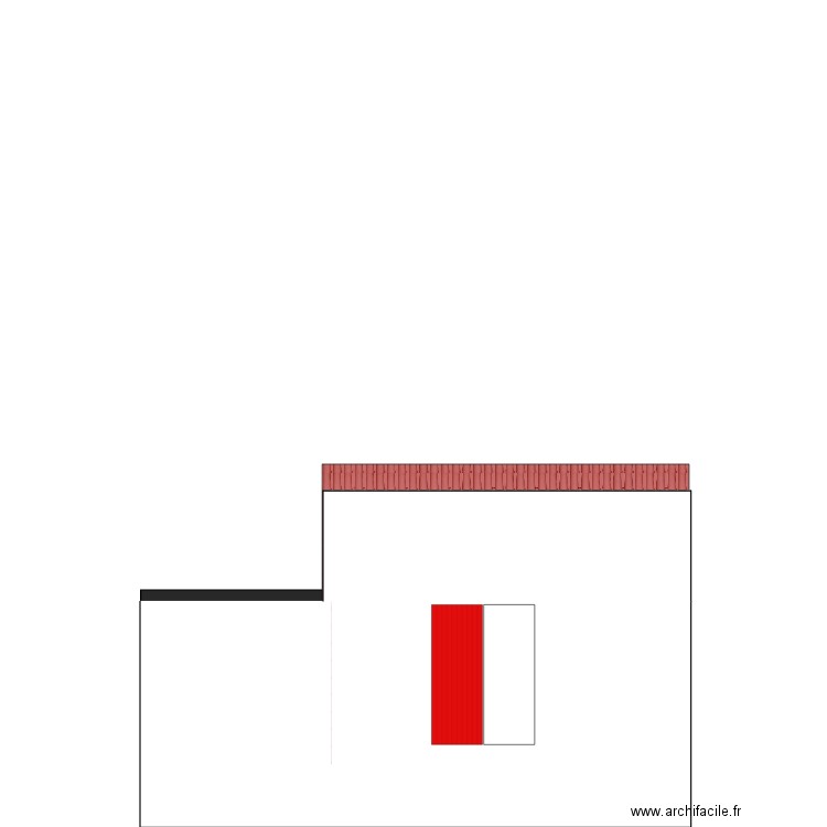 facade ouest avec nouvelle porte-fenêtre. Plan de 2 pièces et 50 m2