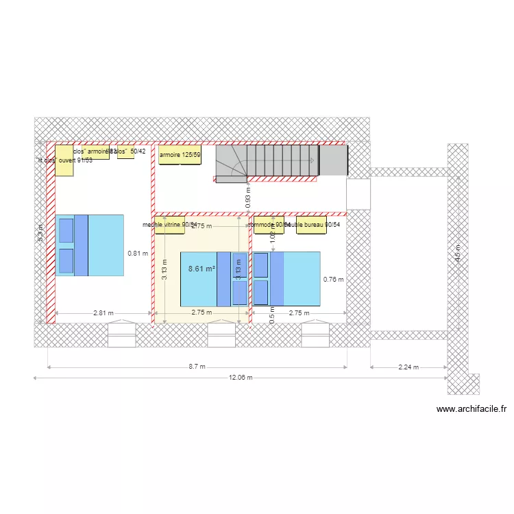Plan du 08 PROJET 1 &eacute;tage 3. Plan de 