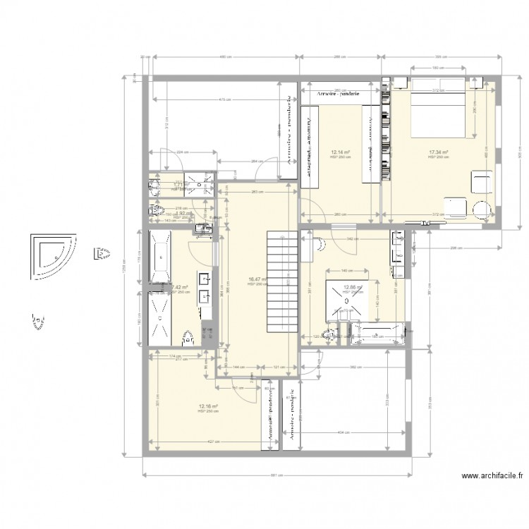 1 ER SDB5. Plan de 0 pièce et 0 m2