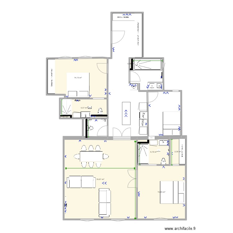 Szent istvan V6 Final. Plan de 8 pièces et 78 m2