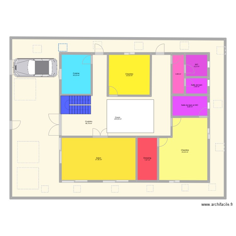 R.D.C. Plan de 24 pièces et 621 m2