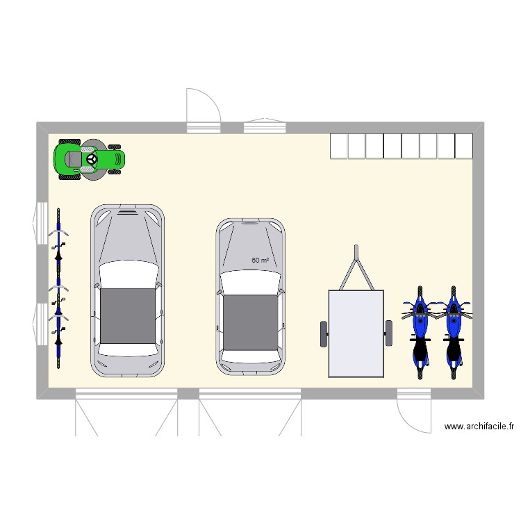 Garage_double_60m2. Plan de 1 pièce et 60 m2