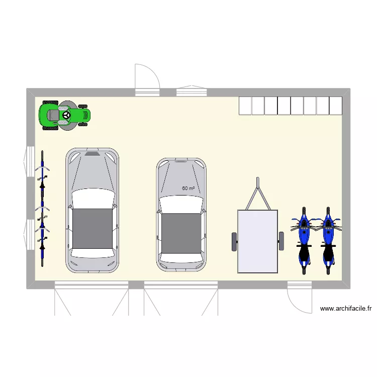 Garage_double_60m2. Plan de 