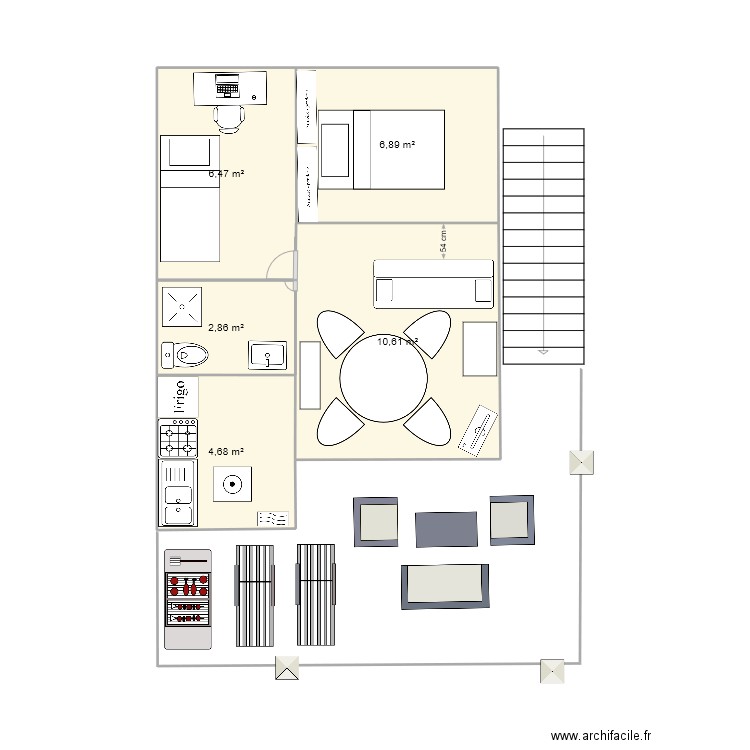 gruissan. Plan de 5 pièces et 32 m2