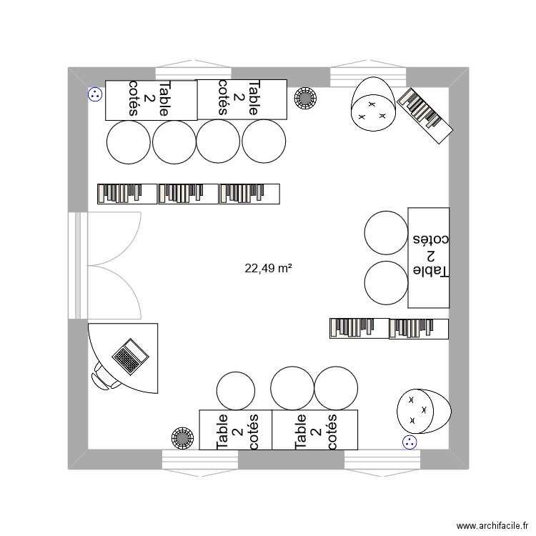 Plan 1 bibliothèque . Plan de 1 pièce et 22 m2