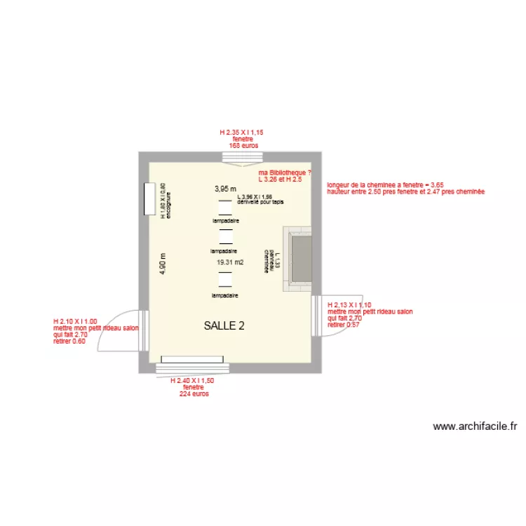 la couette salle 2. Plan de 