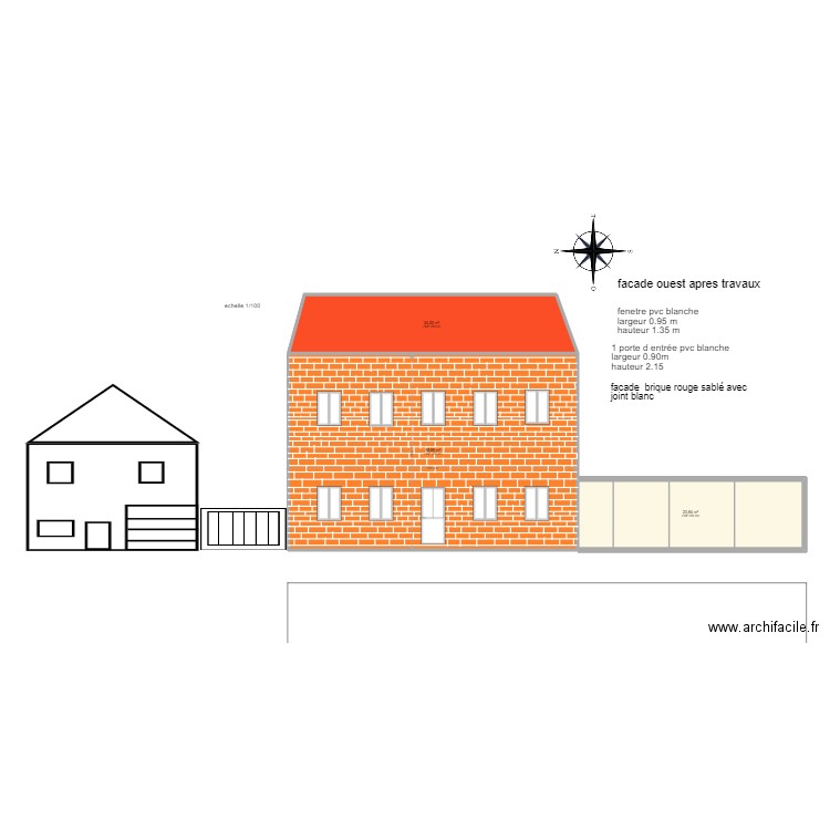 facade 3. Plan de 3 pièces et 137 m2