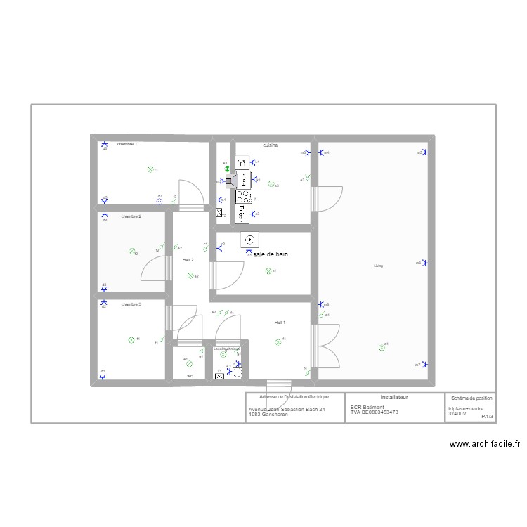 plan 1. Plan de 13 pièces et 225 m2