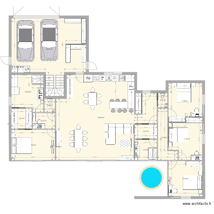 plan maison définitif. Plan de 14 pièces et 192 m2